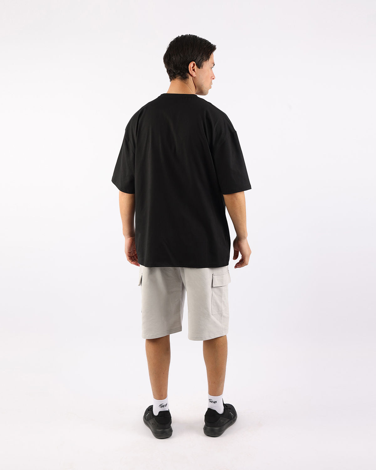 OverSized Basic Men's Black T-Shirt-Atum -60240914