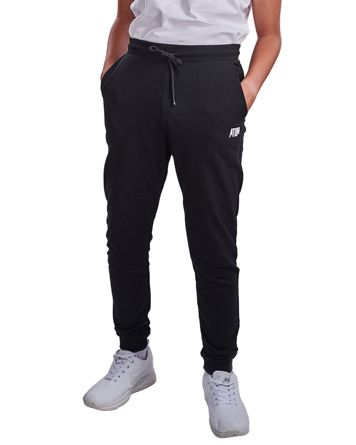 Boy's Sportive Black Sweatpants-Atum -68126456