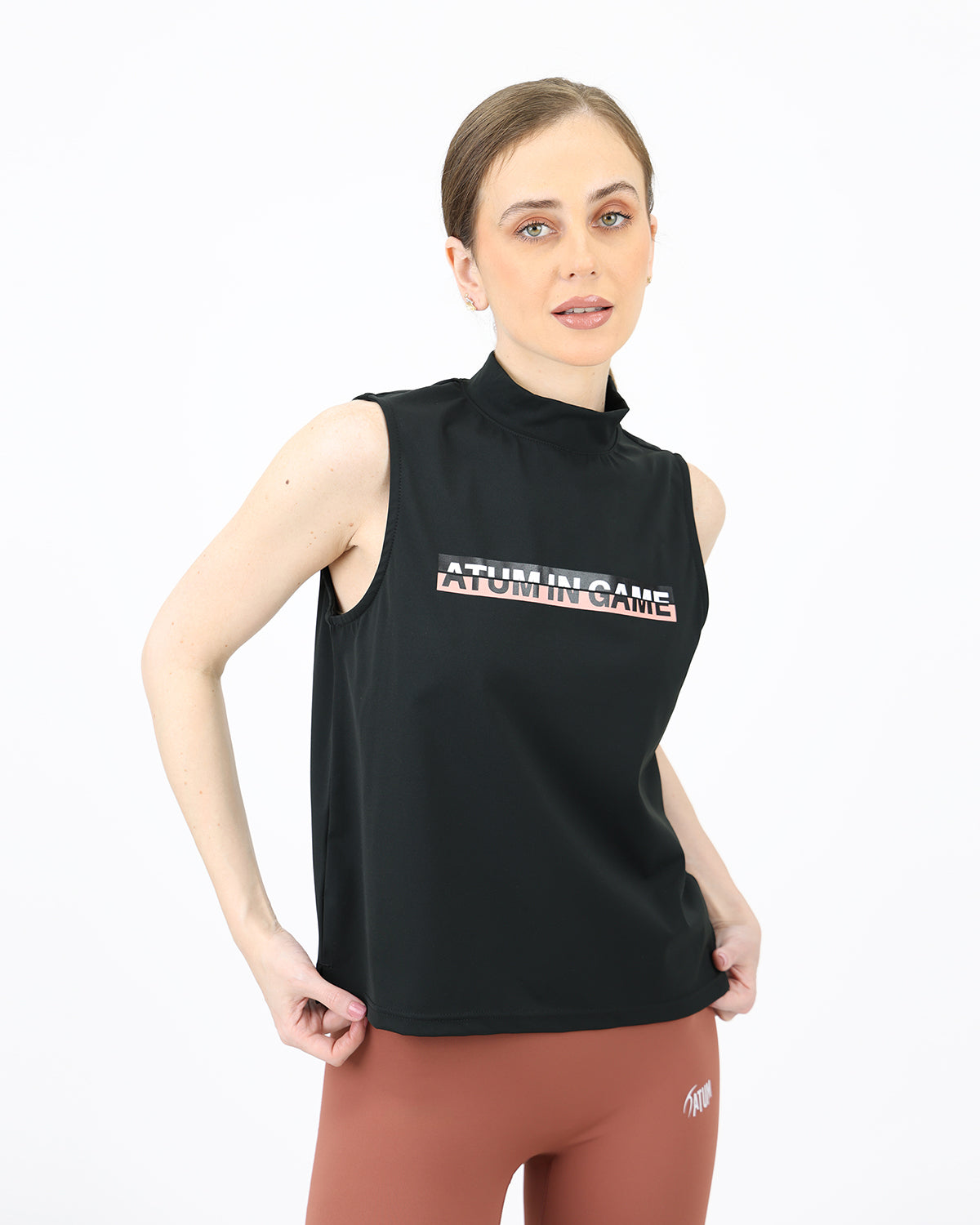 Sleeveless Training Black Tank Top-Atum -88638410