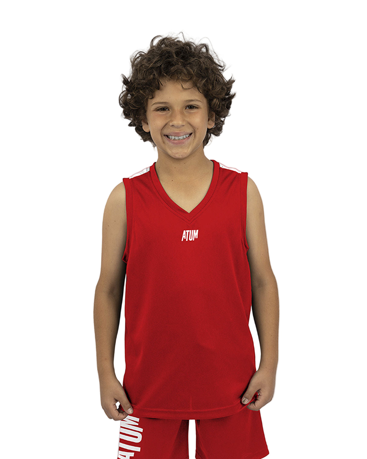 Basic Vneck Red Tank Top-Atum -33482540