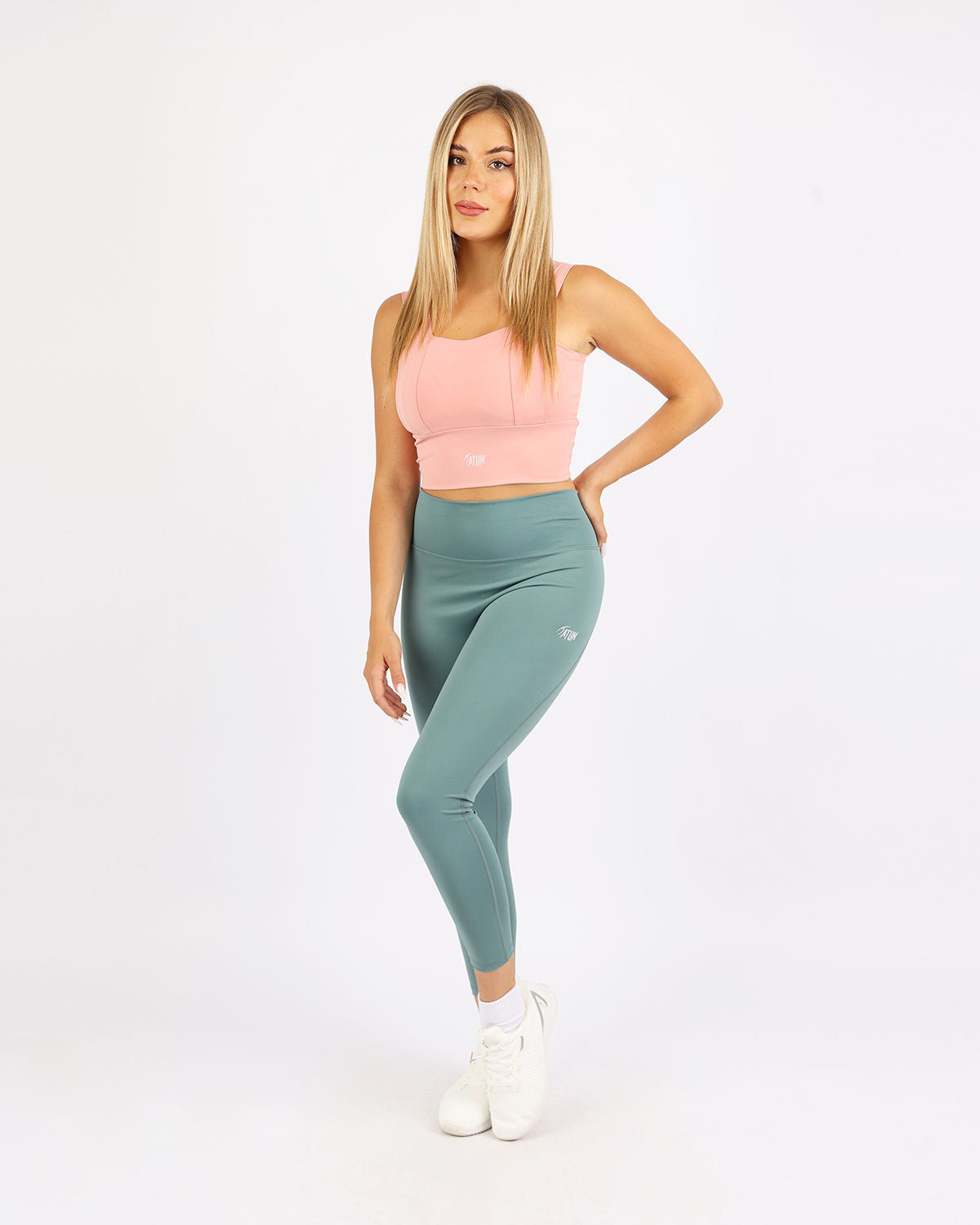 Curve Accent High-Rise Green Leggings-Atum -46388551
