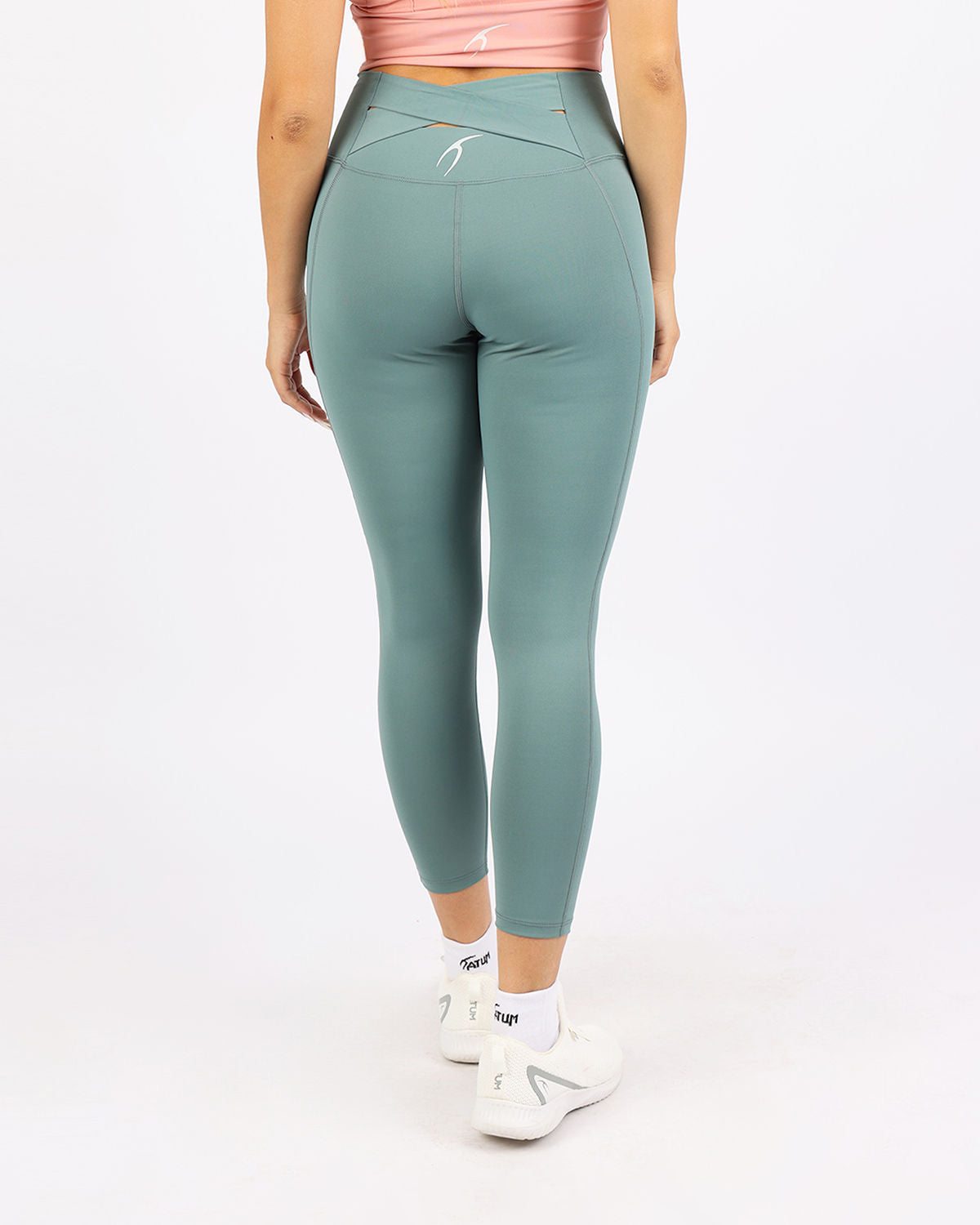 Curve Accent High-Rise Green Leggings-Atum -29637367
