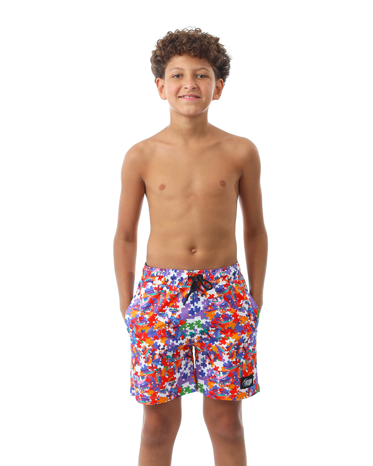 Puzzle Boy's Purple Swim Short-Atum -38198058