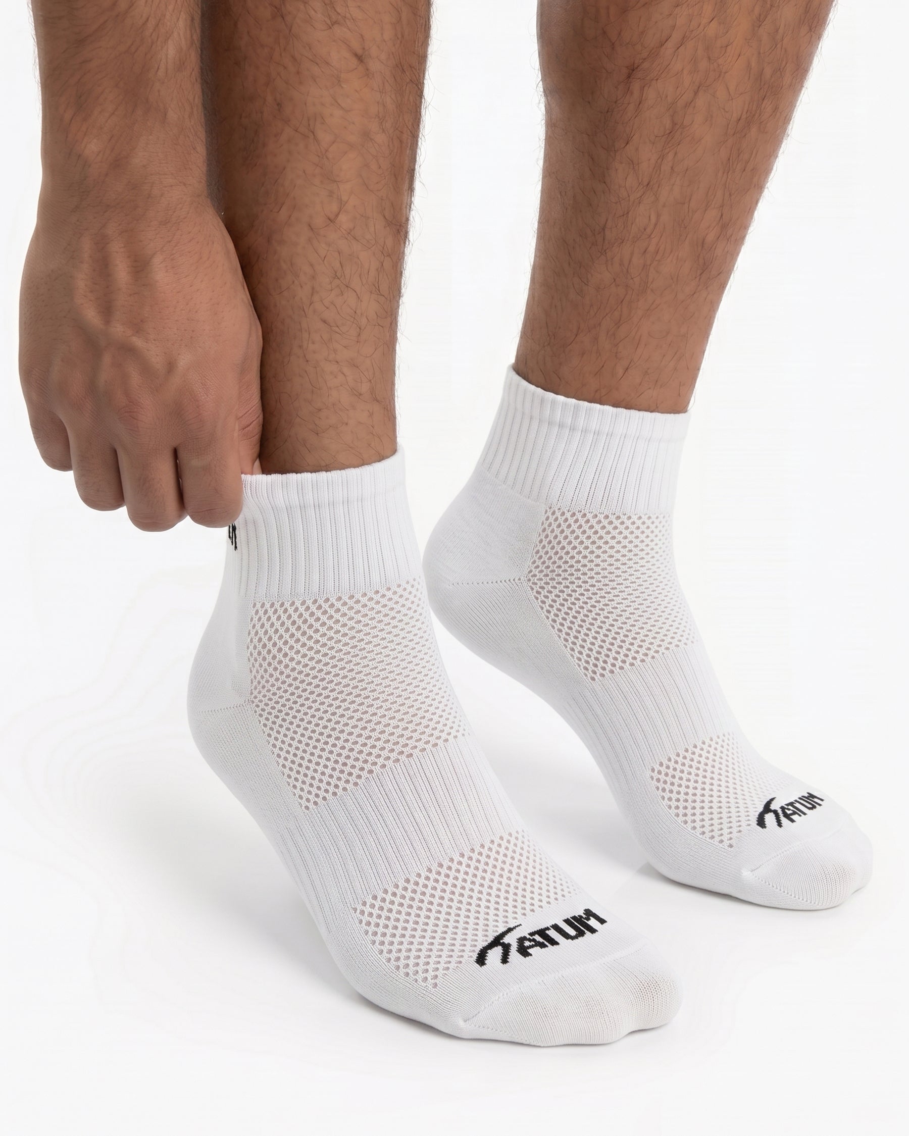 Unisex White Half Socks With Net-Atum -44739892