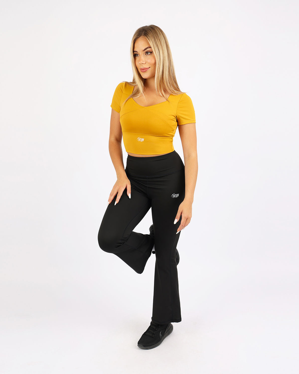 Wide Leg Yoga Black Leggings-Atum -54100541