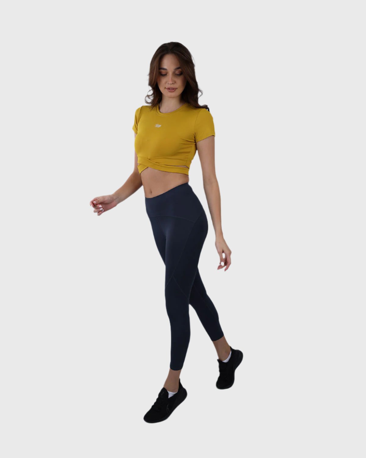 Twisted Short Sleeves Yellow Crop Top-Atum -78020843