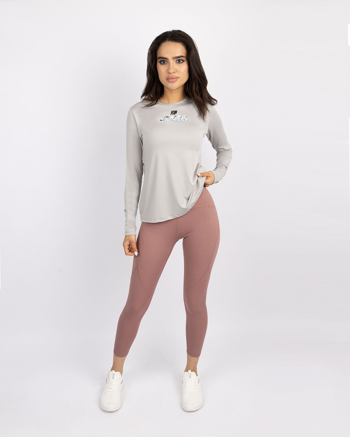 Crew Neck Women's Gray T-Shirt-Atum -75006457