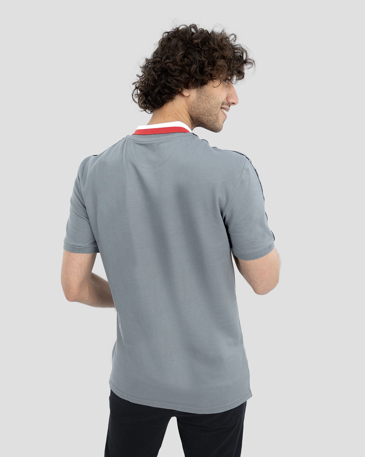 Men's Stripped Neck Polo T-Shirt-Atum -74127233