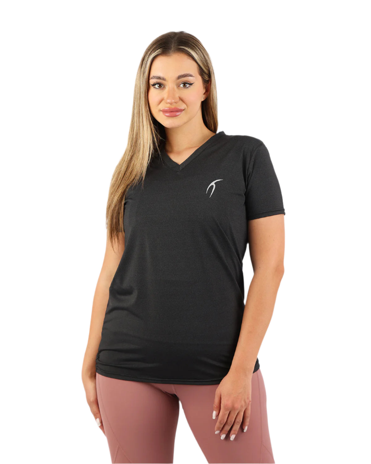 V Neck Training Black Top-Atum -40965821