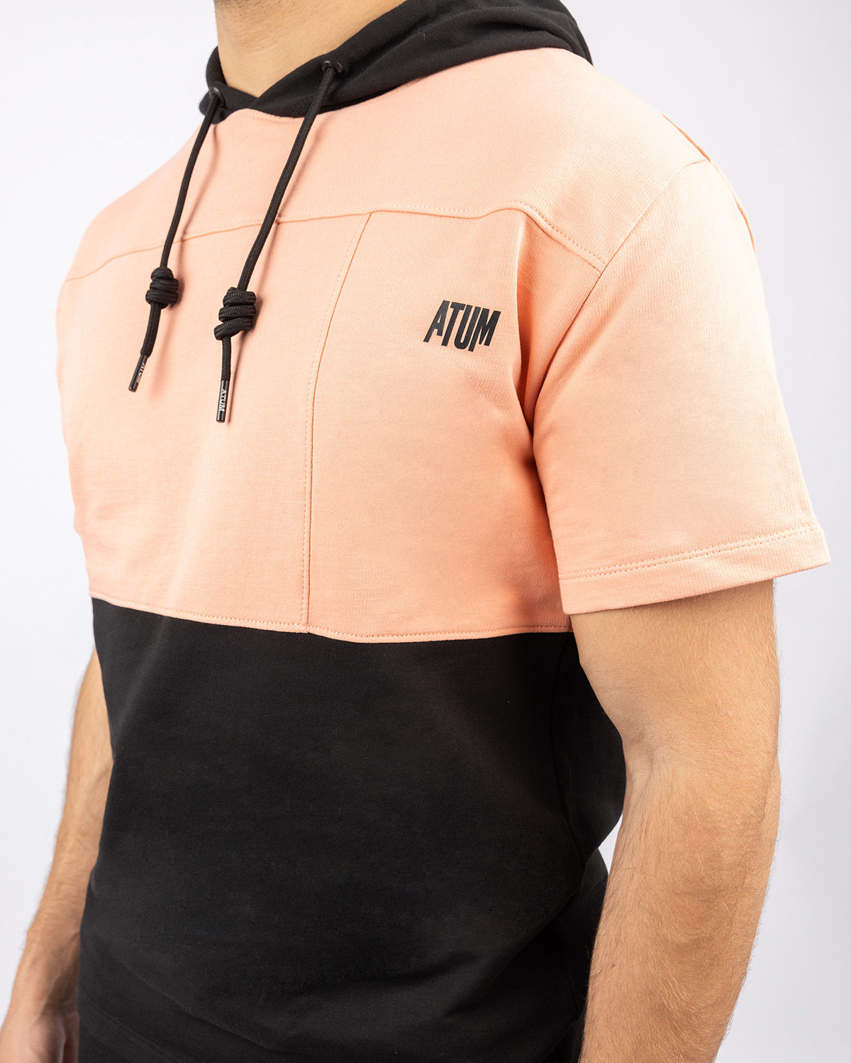Half Sleeve Coral Hoodie-Atum -40647933