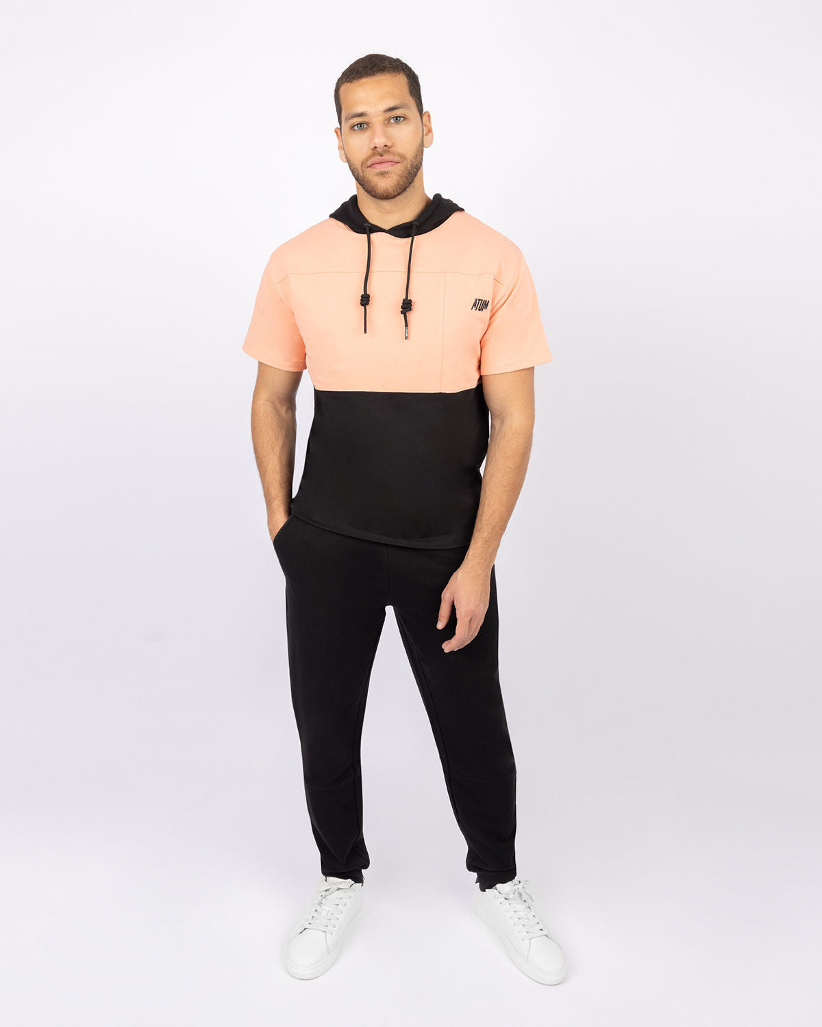 Half Sleeve Coral Hoodie-Atum -25471244