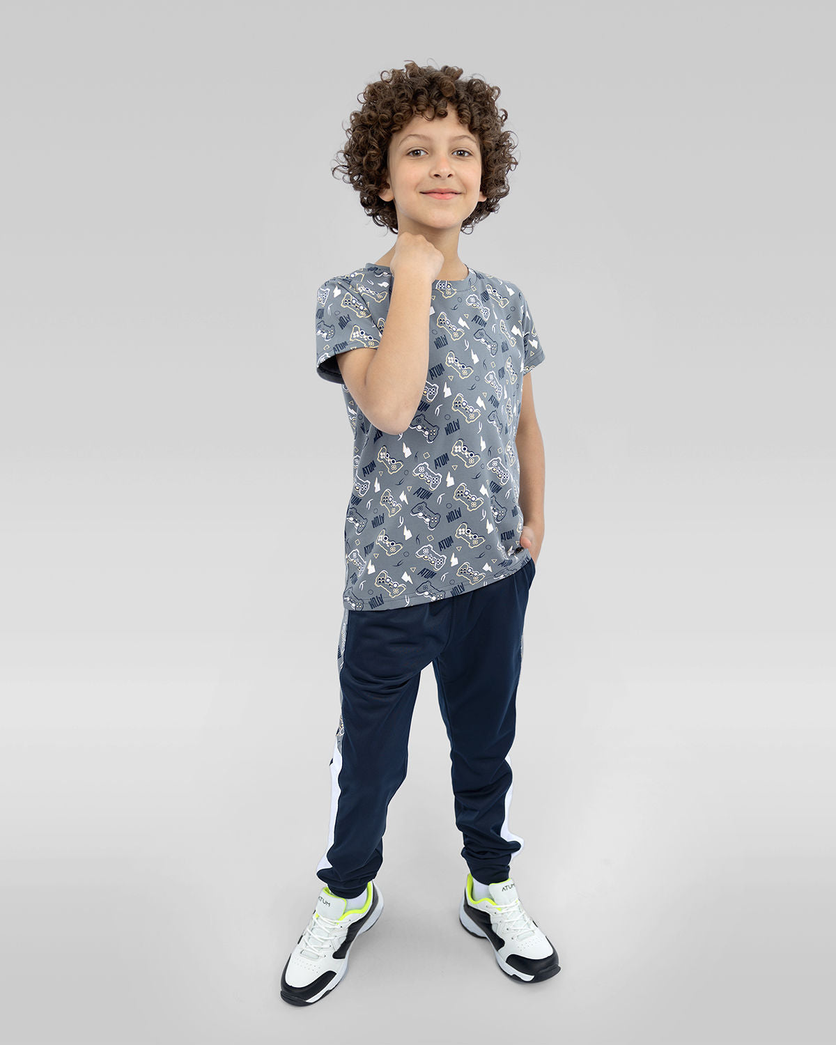 Boy's Graphic Navy Sweatpants-Atum -497701