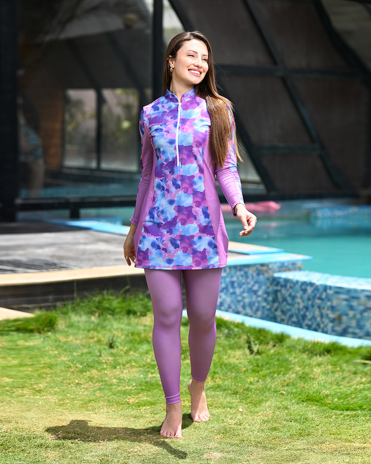 Lavender Lagoon Lilac Long Rashguard-Atum -56810429