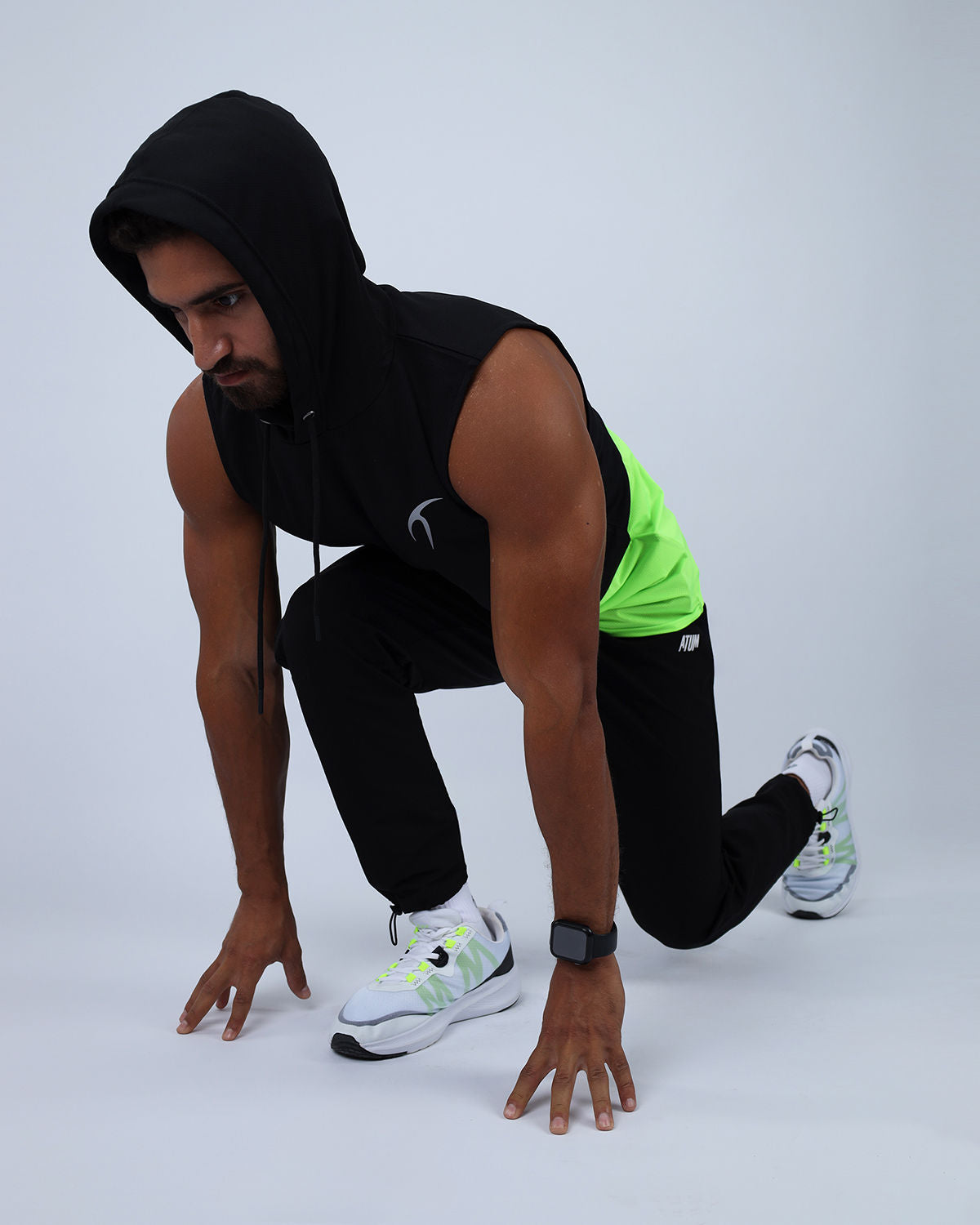 Sleeveless Breathable Green Hoodie-Atum -58905665