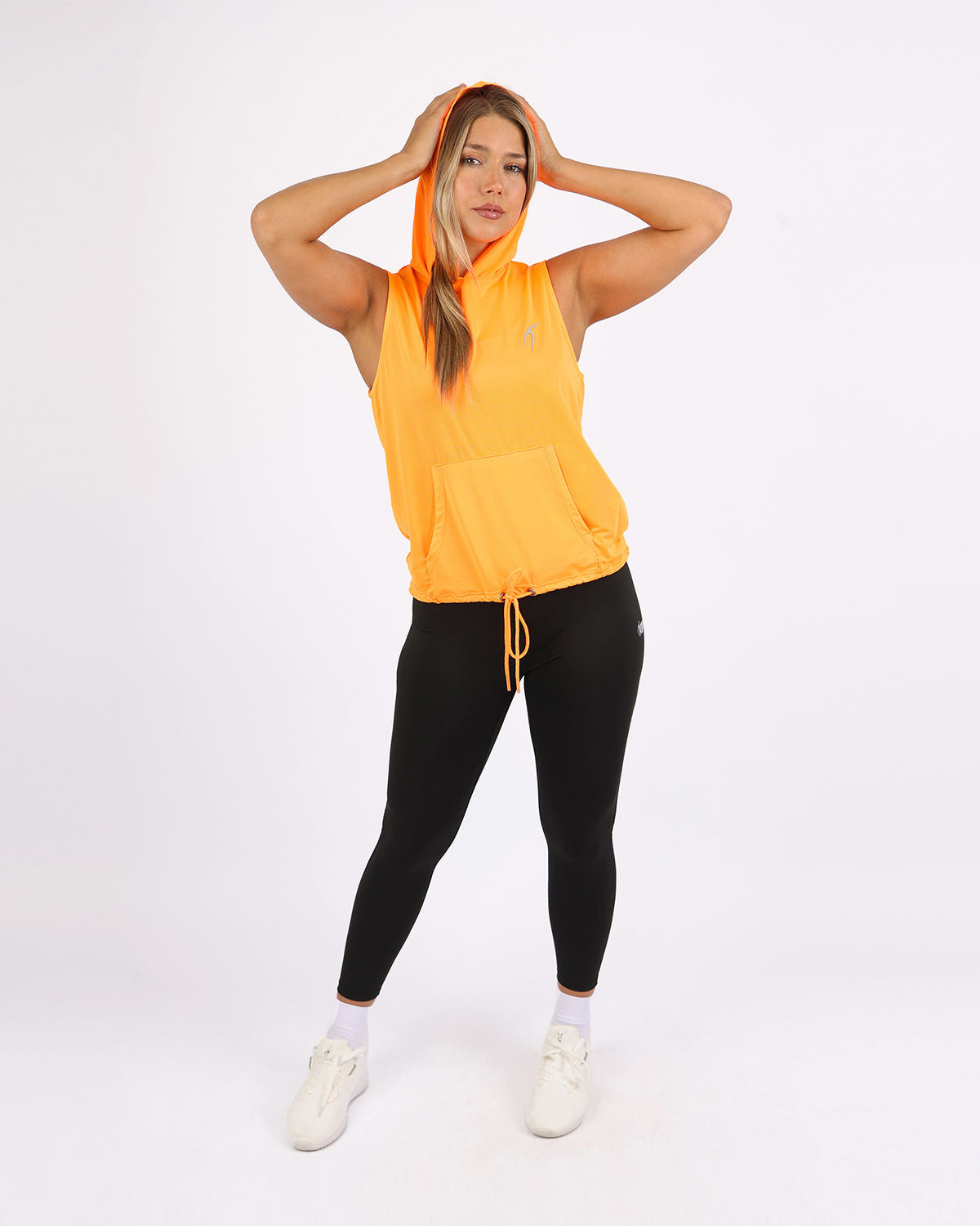 Sleeveless Breathable Orange Women's Hoodie-Atum -25597366
