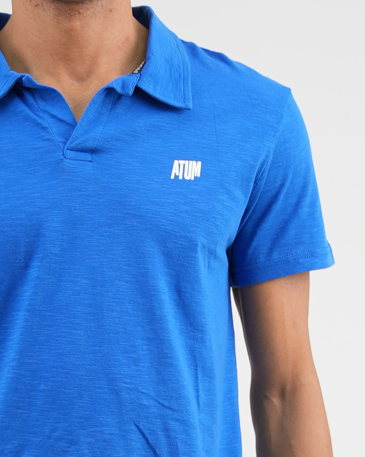 Comfort Slub Blue Polo Shirt-Atum -93383423