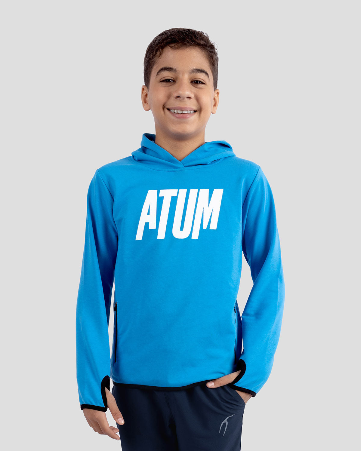 High-Neck Boy's Blue Hoodie-Atum -71740875