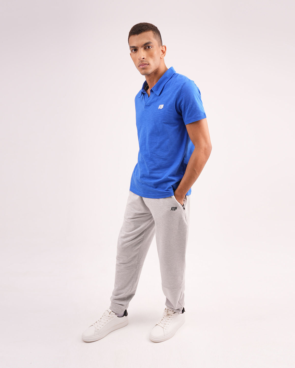 Comfort Slub Blue Polo Shirt-Atum -16672275