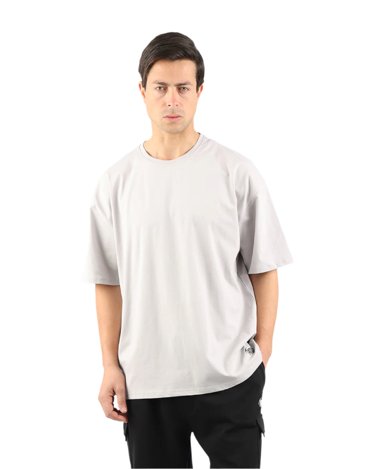 OverSized Basic Men's Light Gray T-Shirt-Atum -33196036