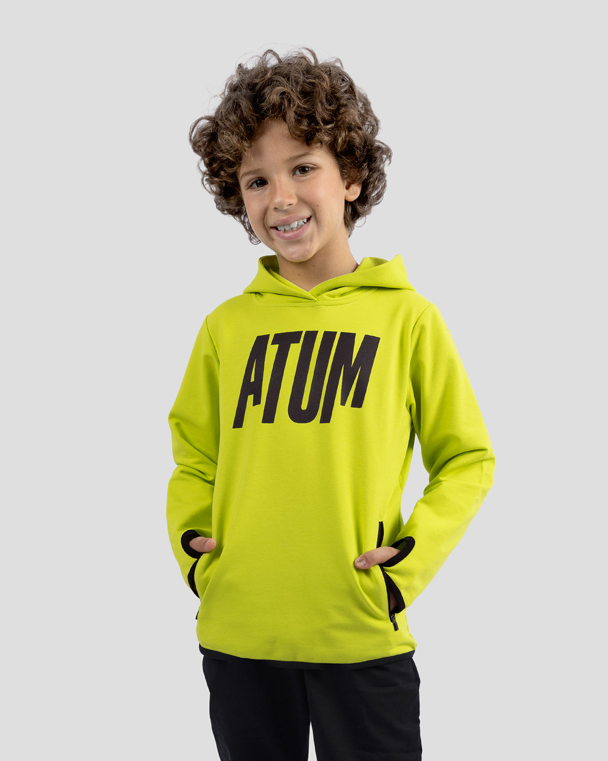 High-Neck Boy's Lime Hoodie-Atum -53399746