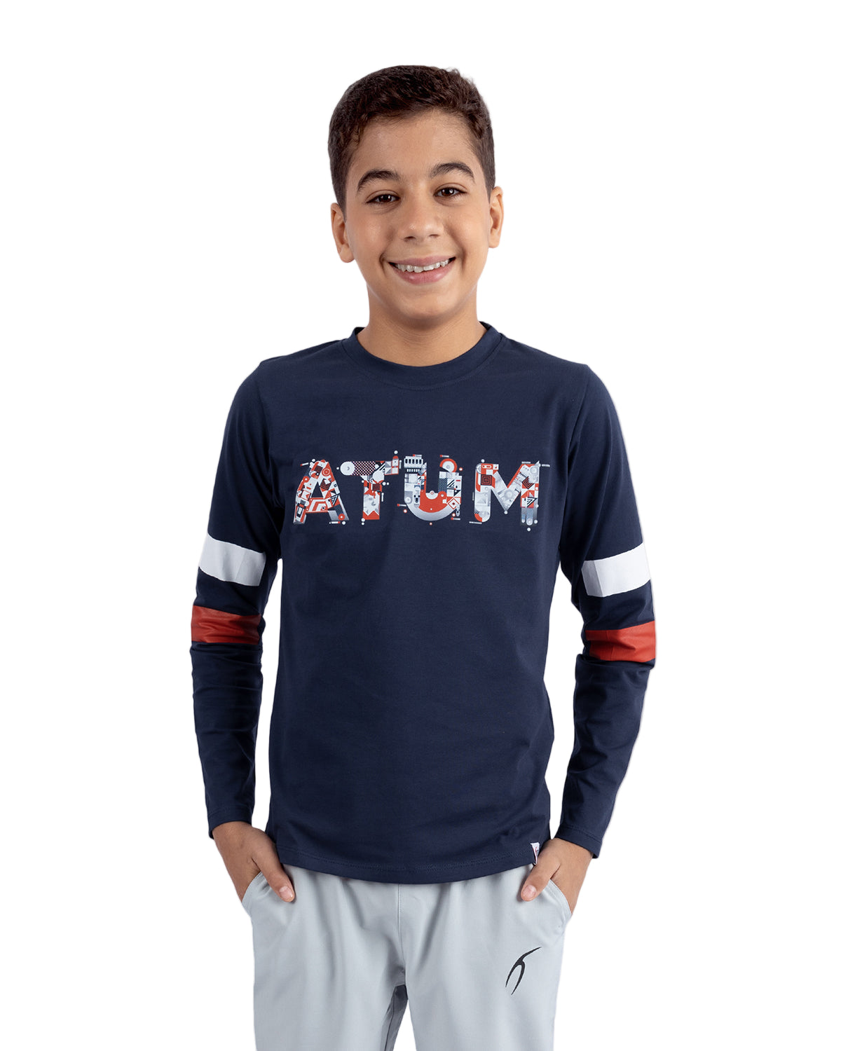 Long Sleeves Boy's Training Navy T-Shirt-Atum -50495388
