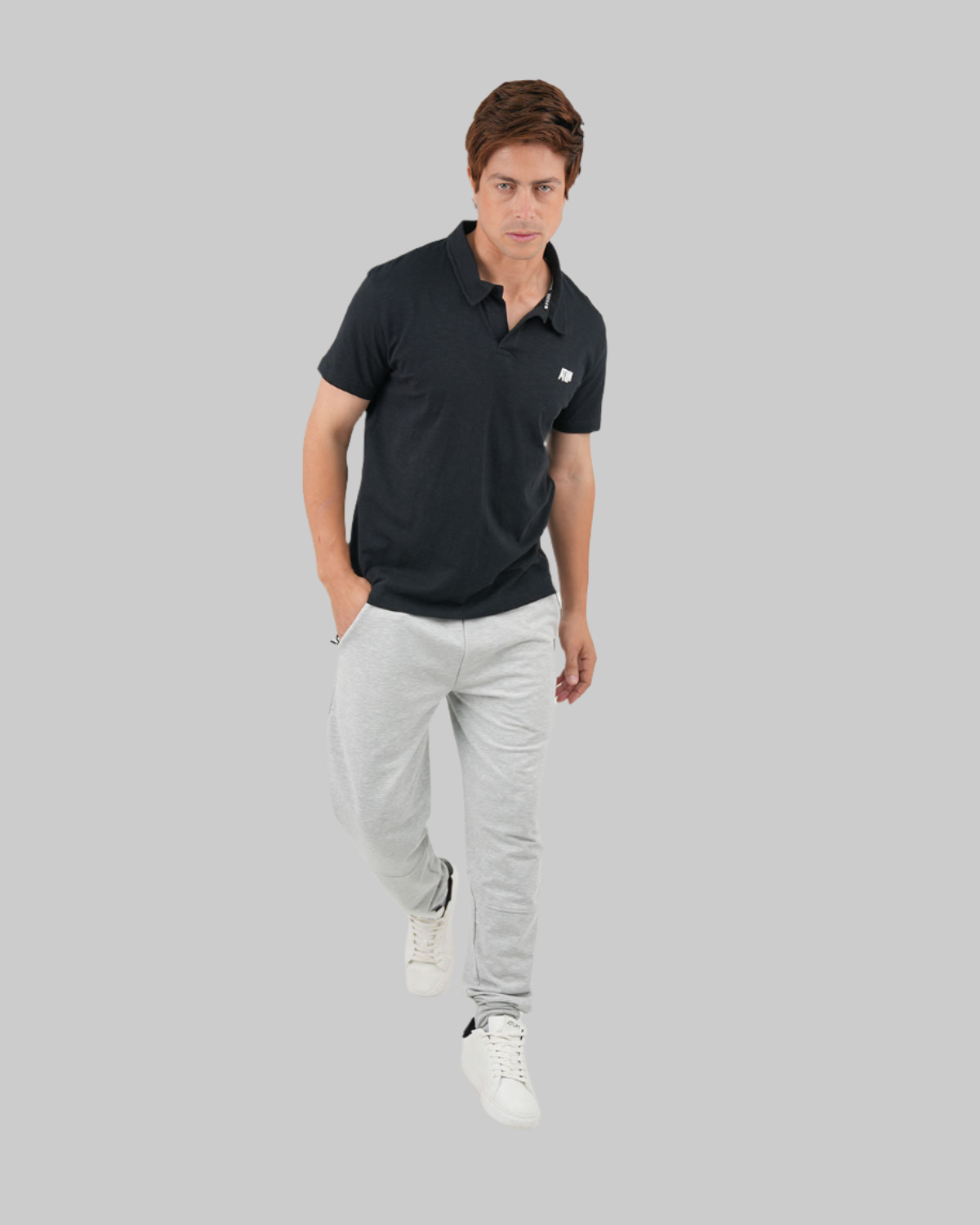 Comfort Slub Black Polo Shirt-Atum -98989481
