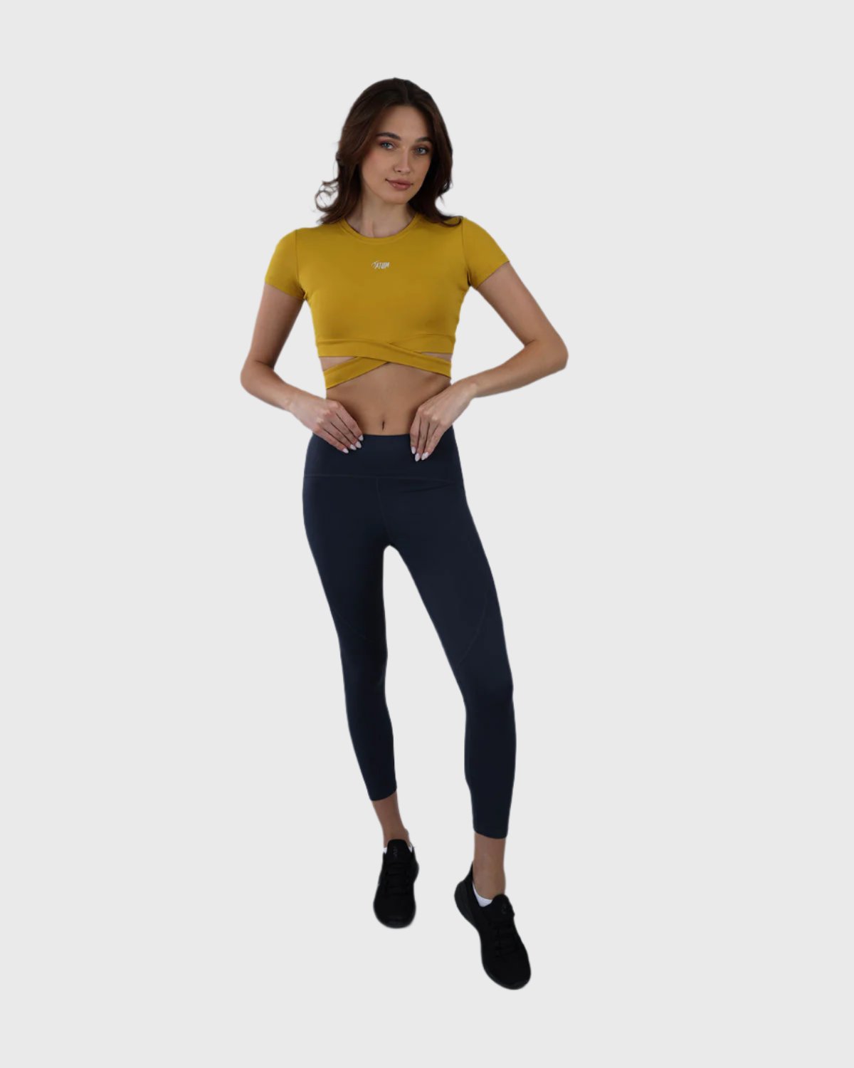 Twisted Short Sleeves Yellow Crop Top-Atum -68722286