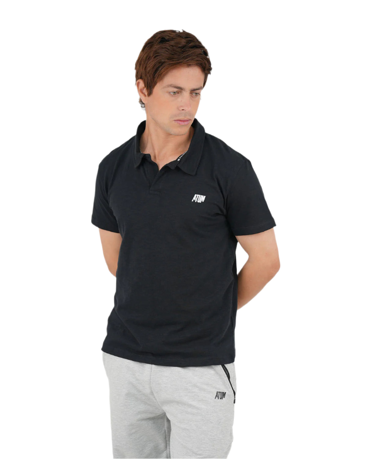 Comfort Slub Black Polo Shirt-Atum -50539153