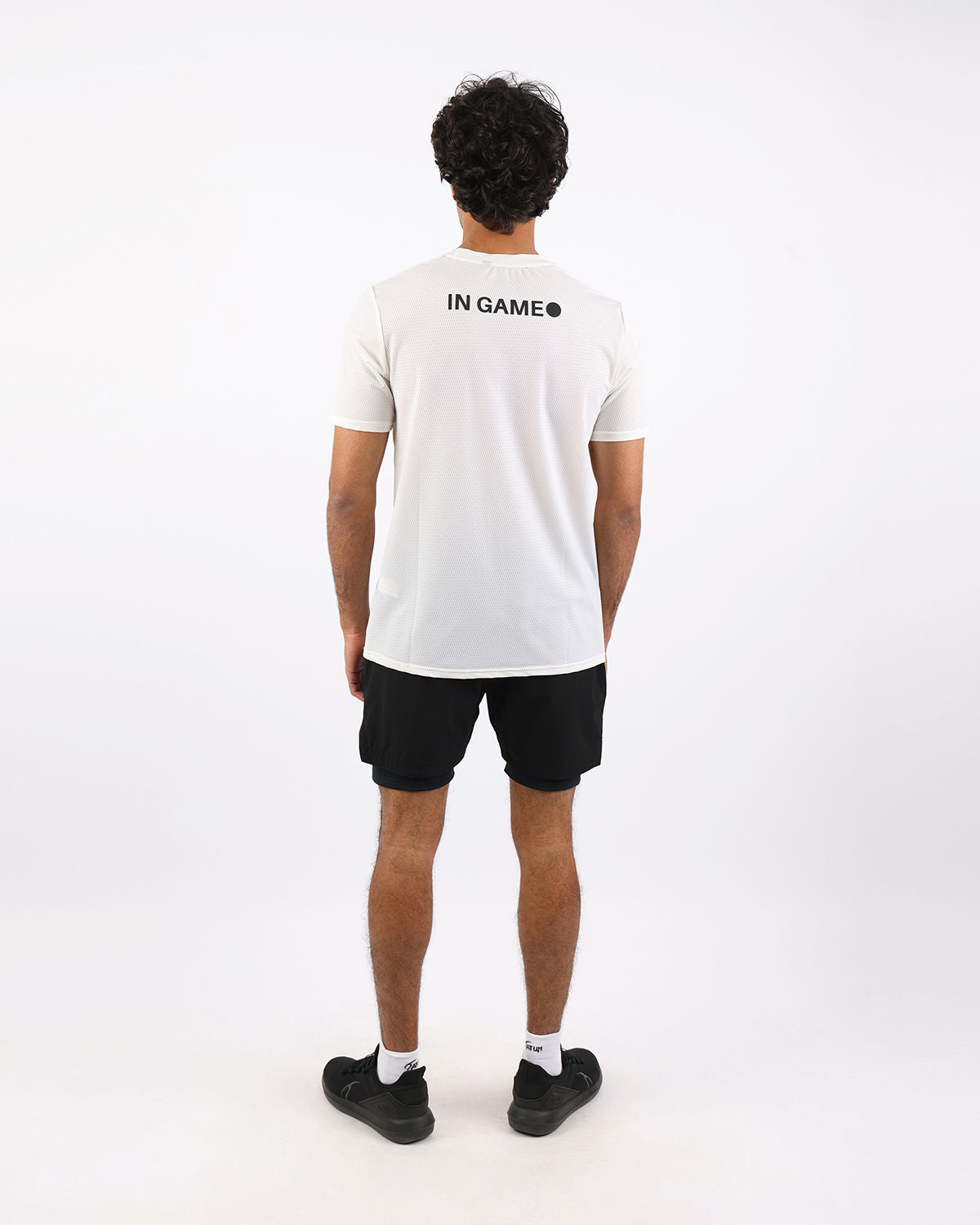 Crew Neck Short Sleeve Black Athletic Top-Atum -365243