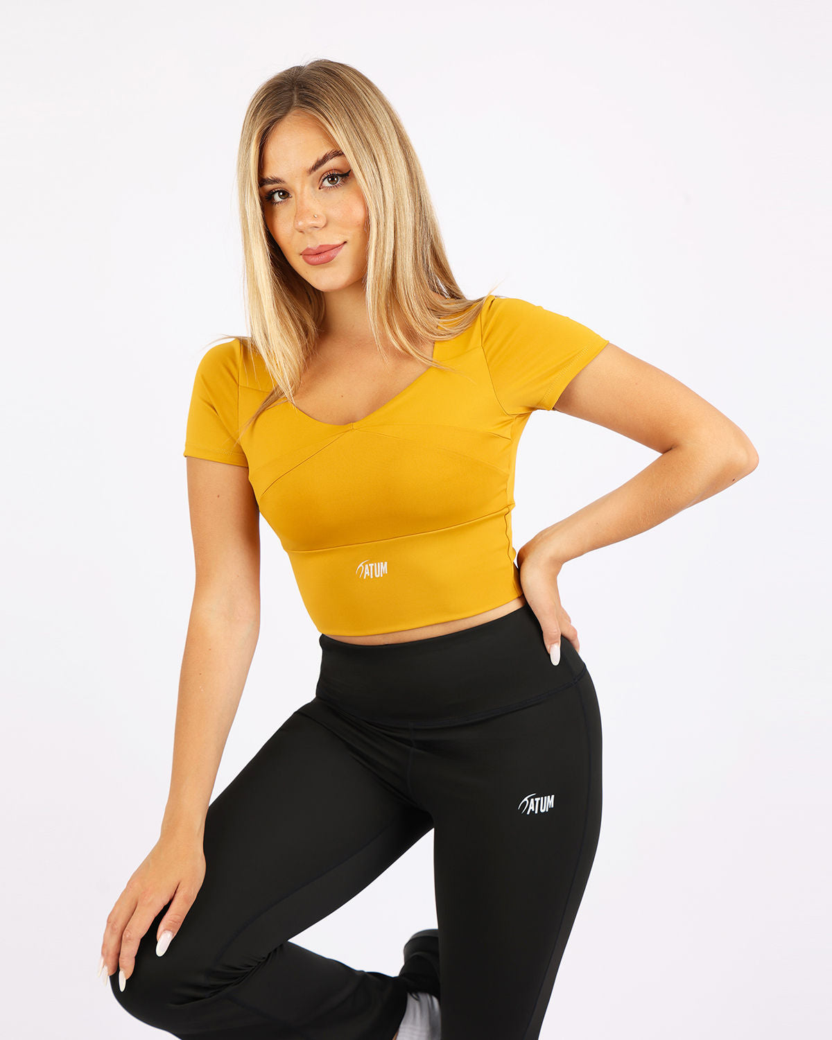 Serenity Sculpt Yellow Crop Top-Atum -60581856