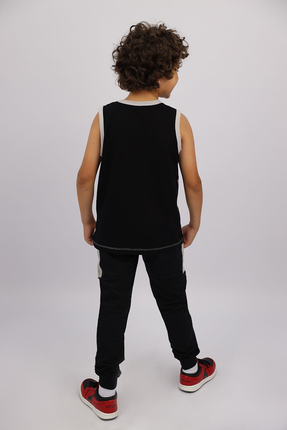 Boy's Basic Black Sweatpants-Atum -66827271