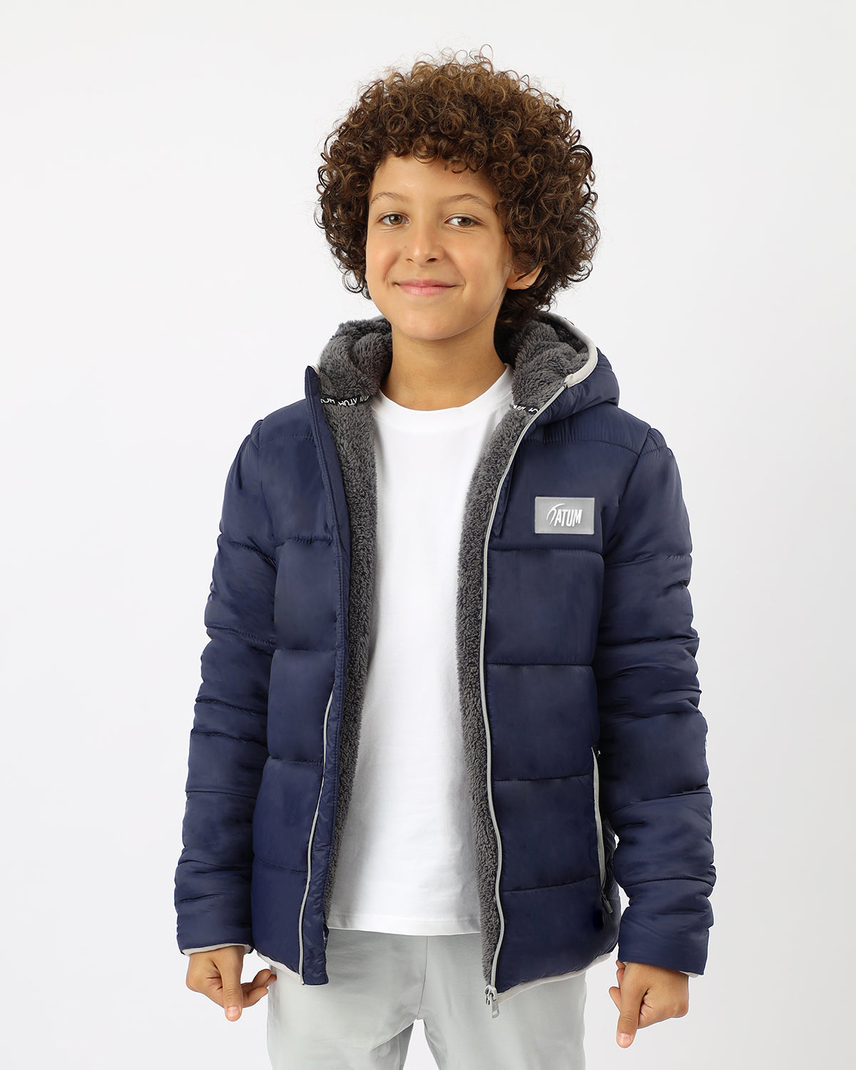 Hooded Puffer Boy's Navy Jacket-Atum -93052683