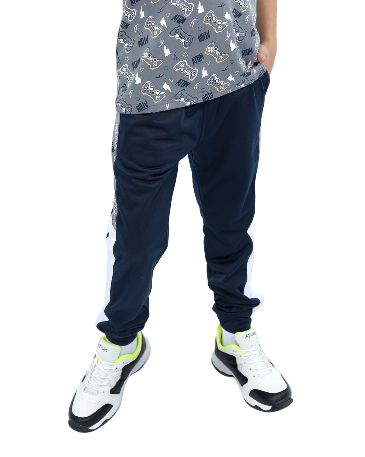 Boy's Graphic Navy Sweatpants-Atum -34600774