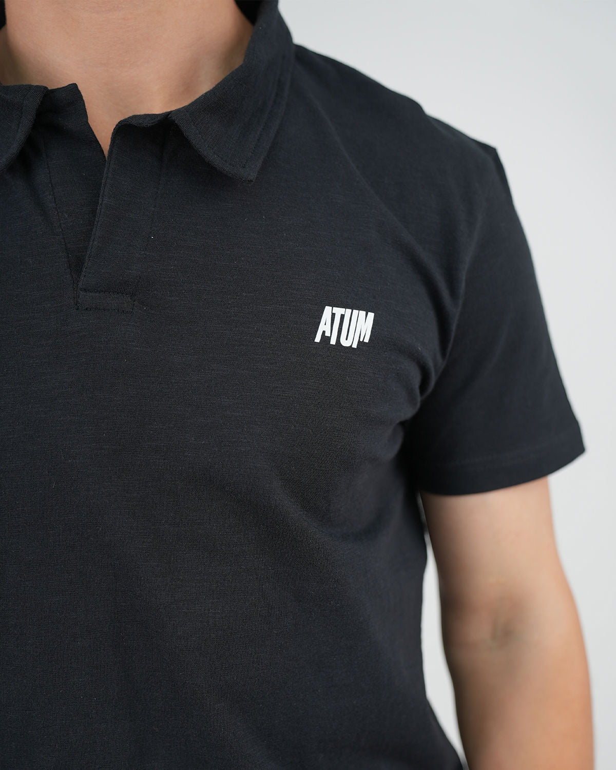 Comfort Slub Black Polo Shirt-Atum -59326284