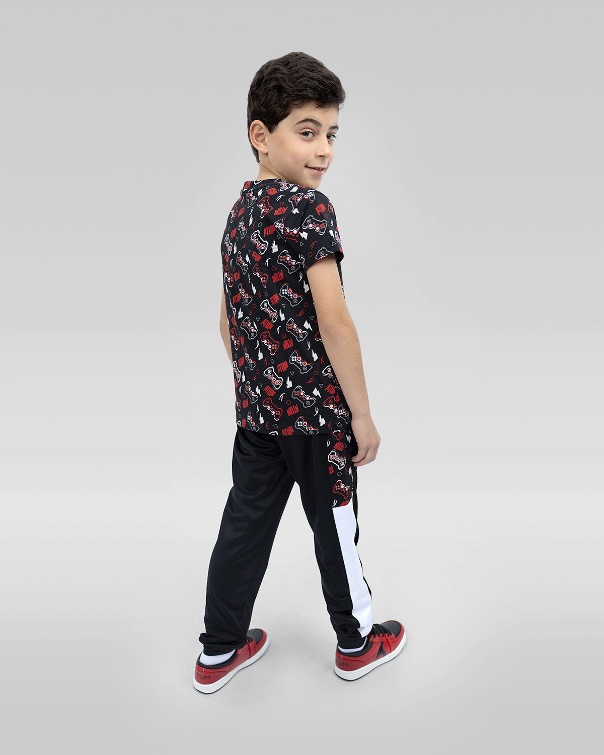 Boy's Graphic Black Sweatpants-Atum -3141062