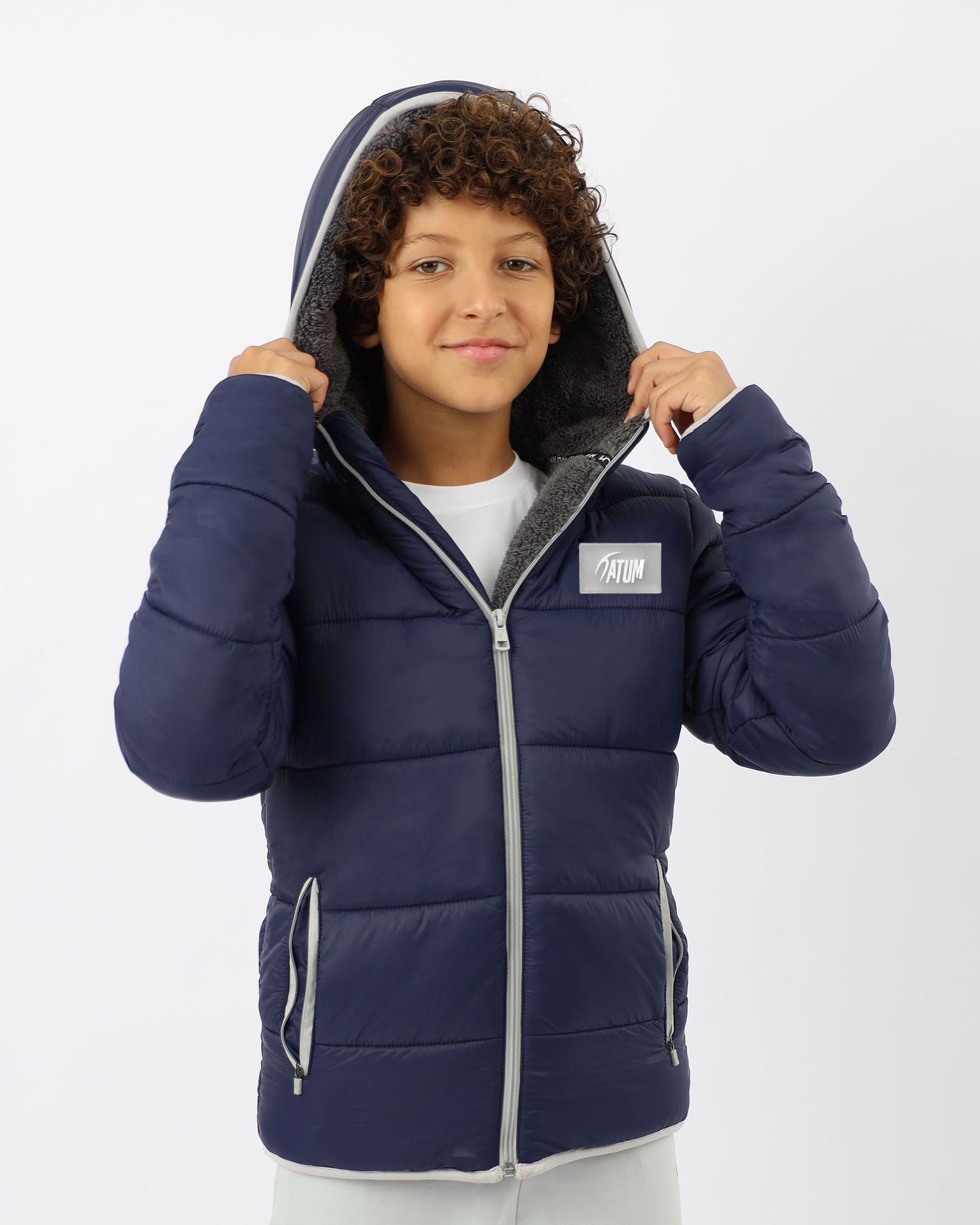 Hooded Puffer Boy's Navy Jacket-Atum -86157997