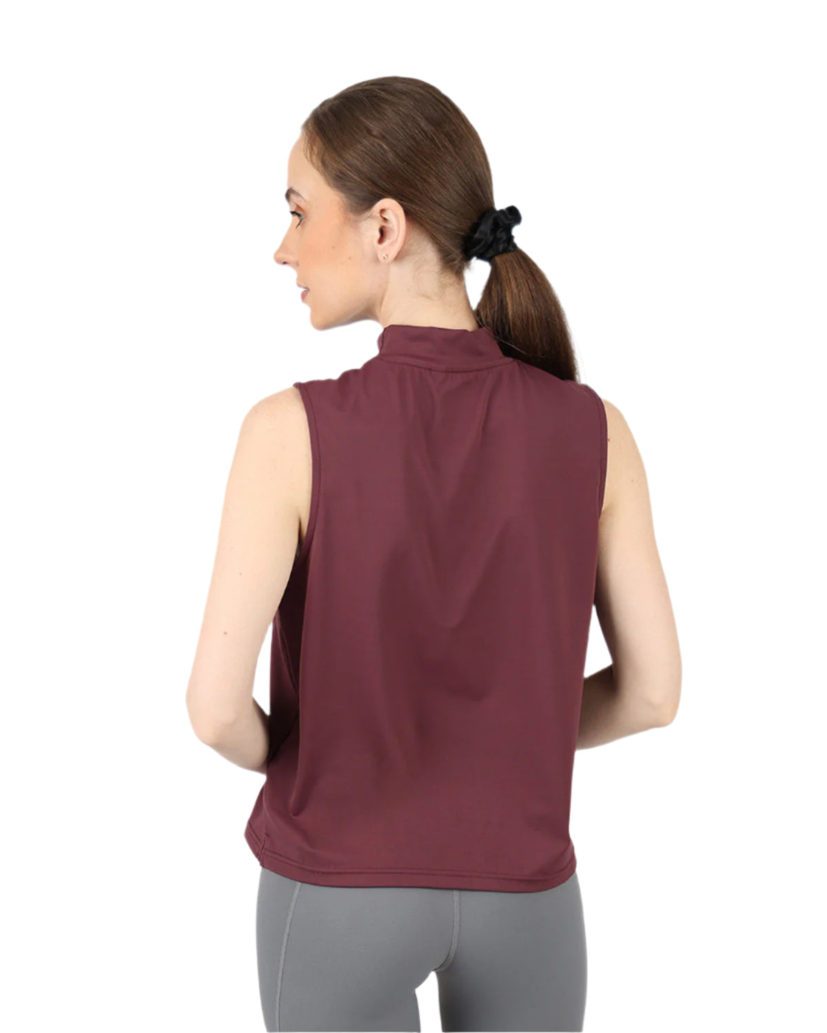 Sleeveless Training Burgundy Tank Top-Atum -18658853