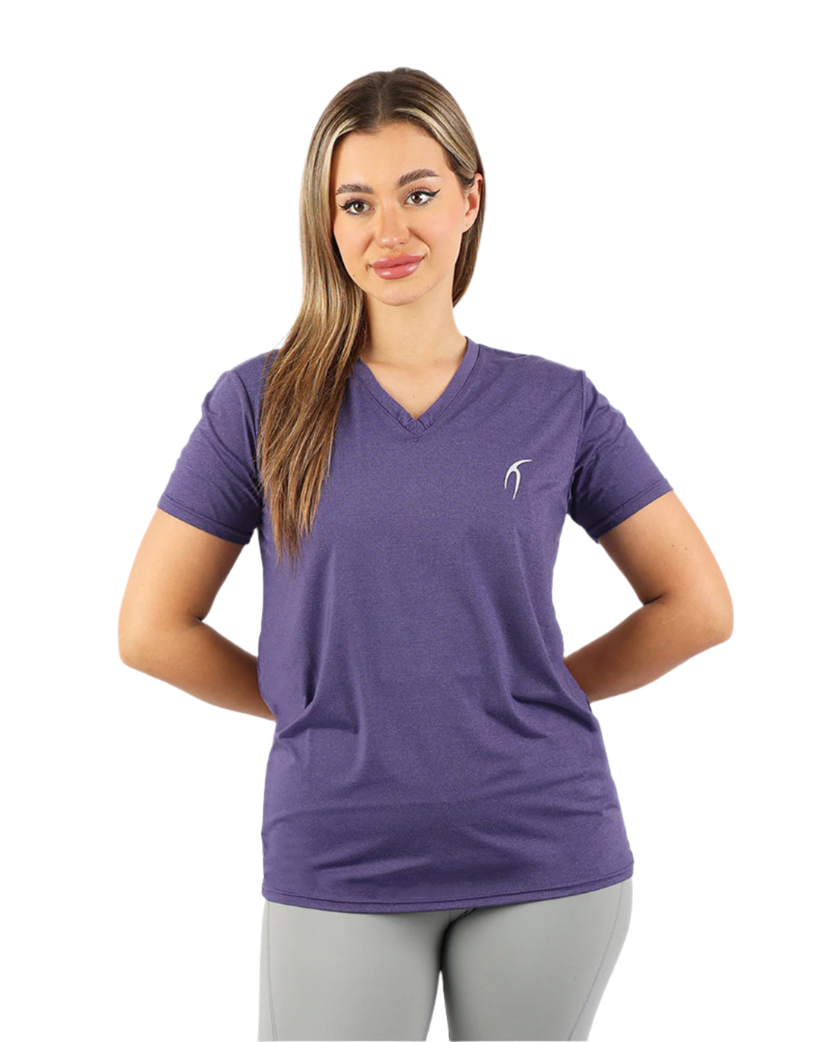 V Neck Training Purple Top-Atum -64398627