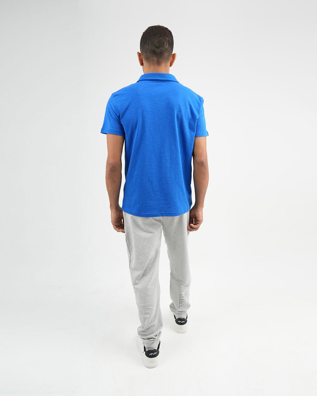 Comfort Slub Blue Polo Shirt-Atum -54665757