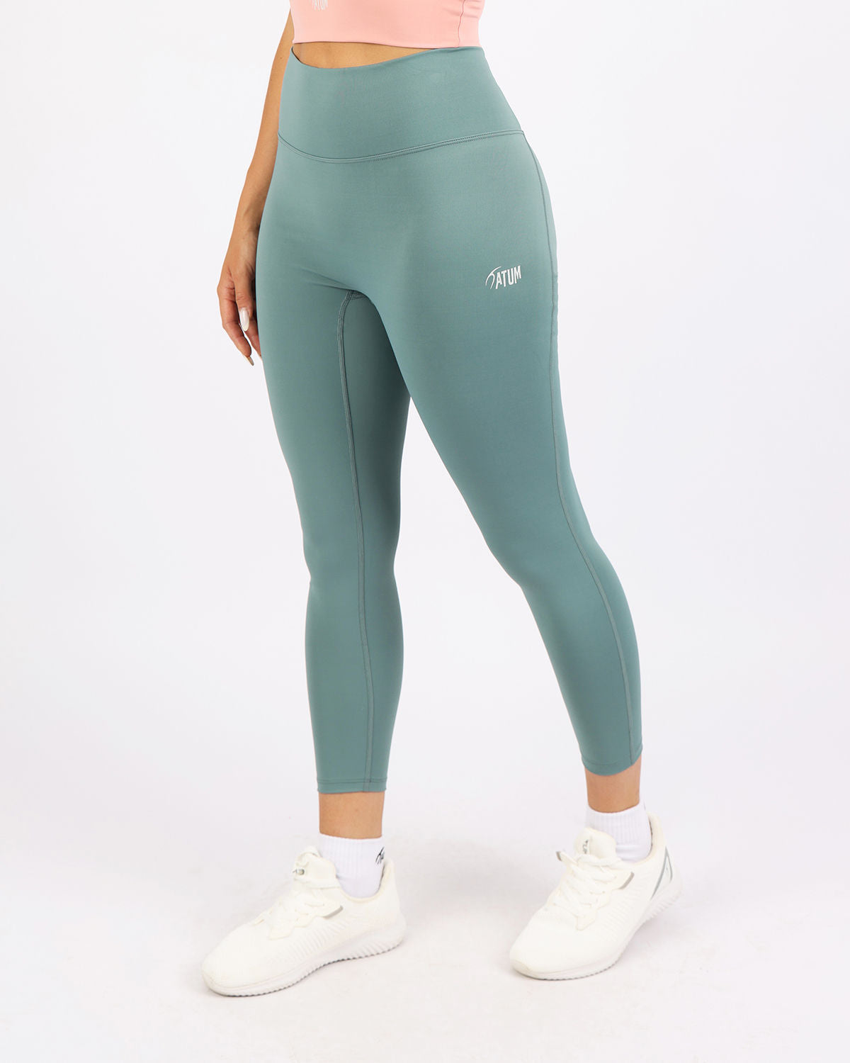 Curve Accent High-Rise Green Leggings-Atum -39135004