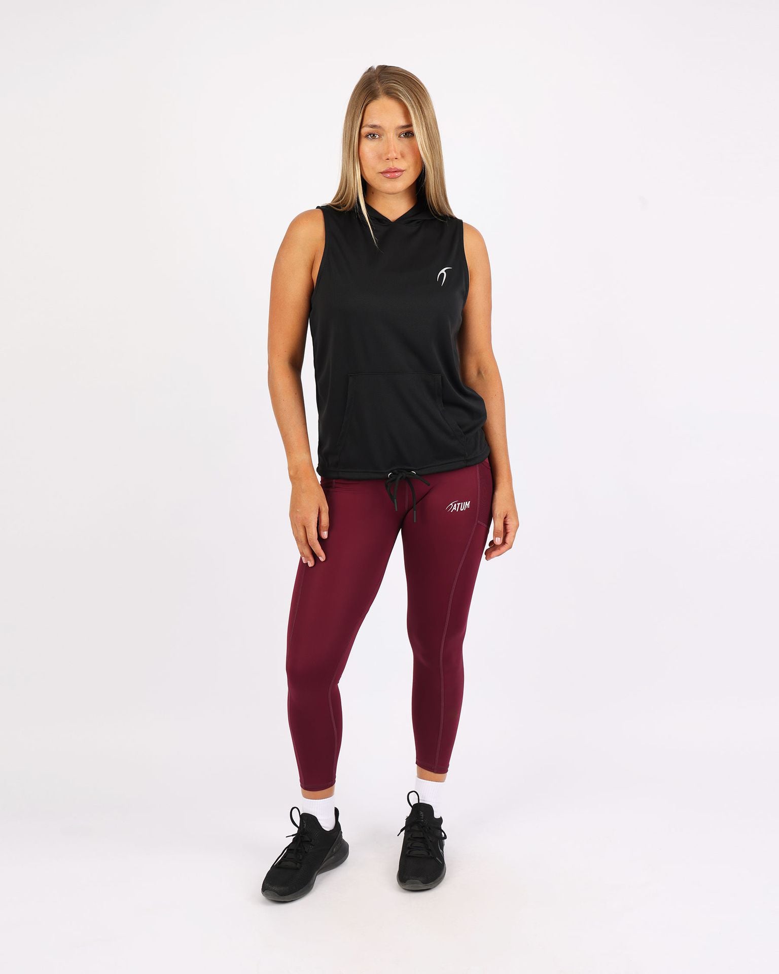 Sleeveless Breathable Black Women's Hoodie-Atum -18176435