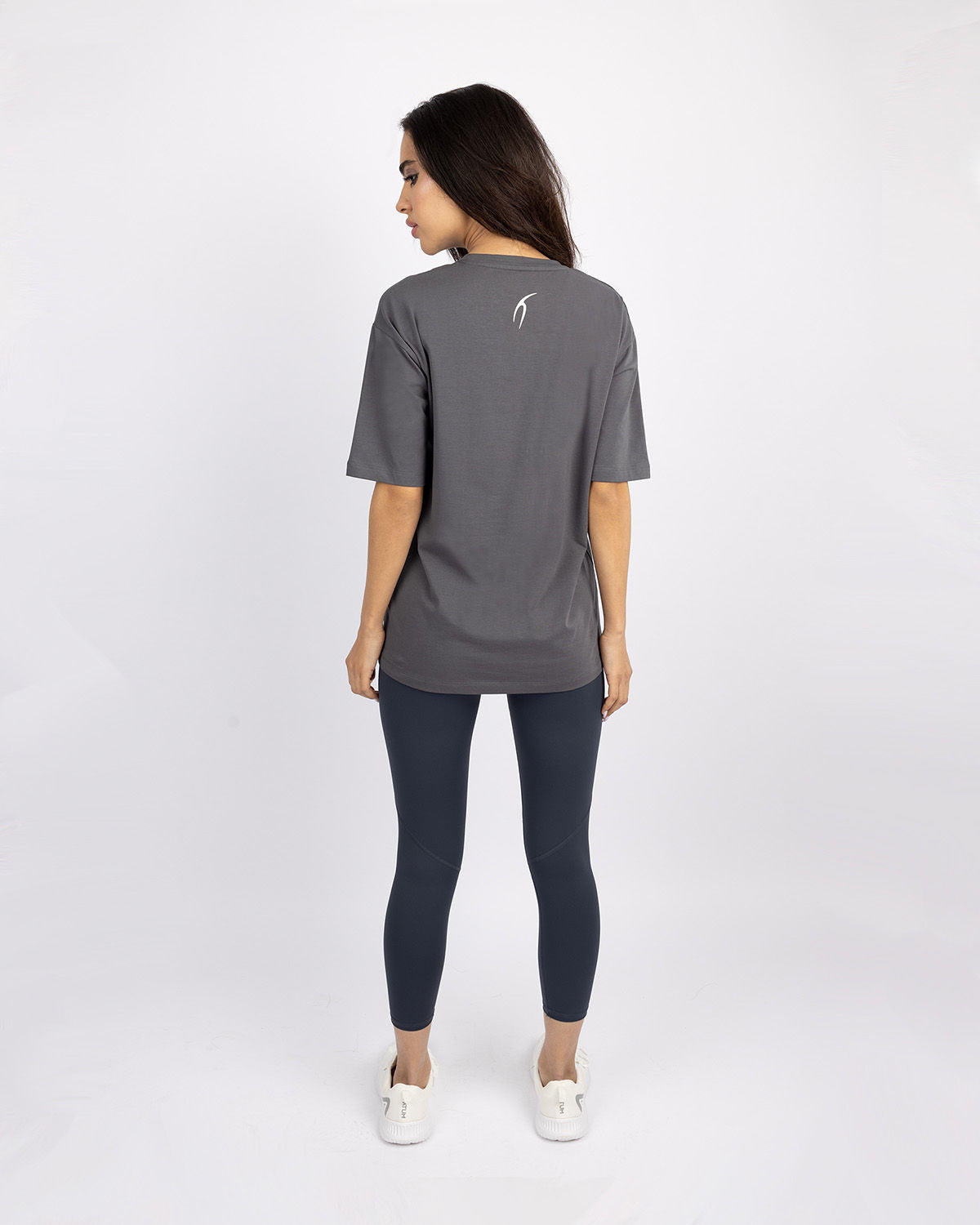 Oversize Printed Women's Gray T-Shirt-Atum -23911351