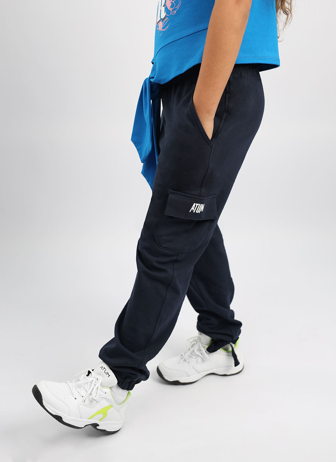Girl's Basic Navy Sweatpants-Atum -43739471