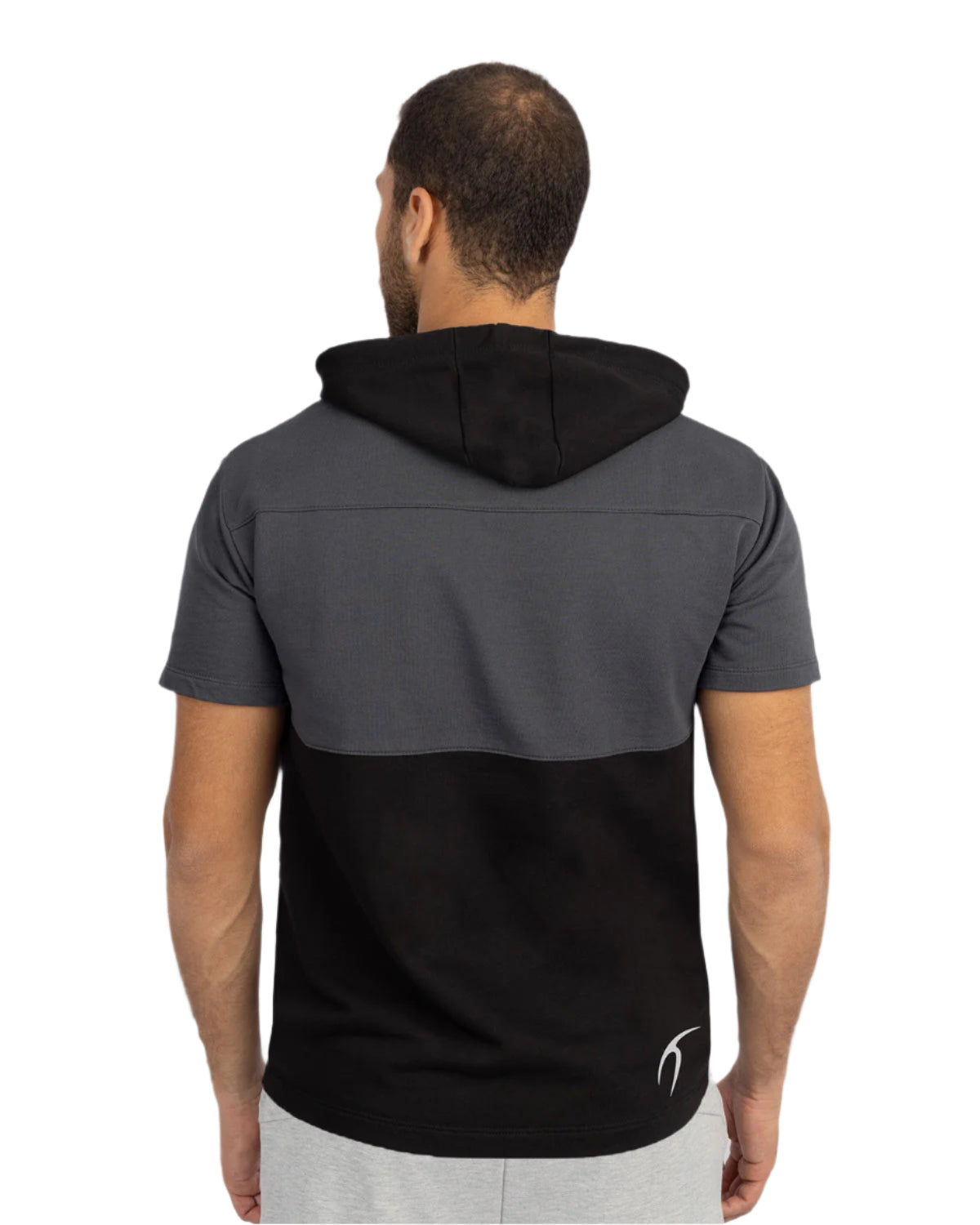 Half Sleeve Gray Hoodie-Atum -52160036