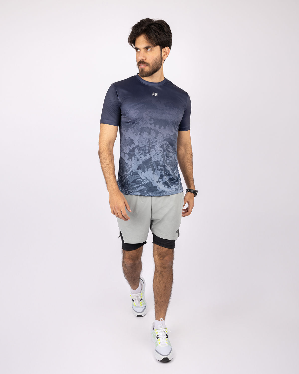 Round Printed Navy T-Shirt-Atum -24869893