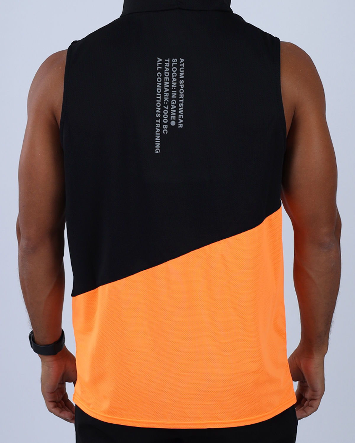Sleeveless Breathable Orange Hoodie-Atum -28184381