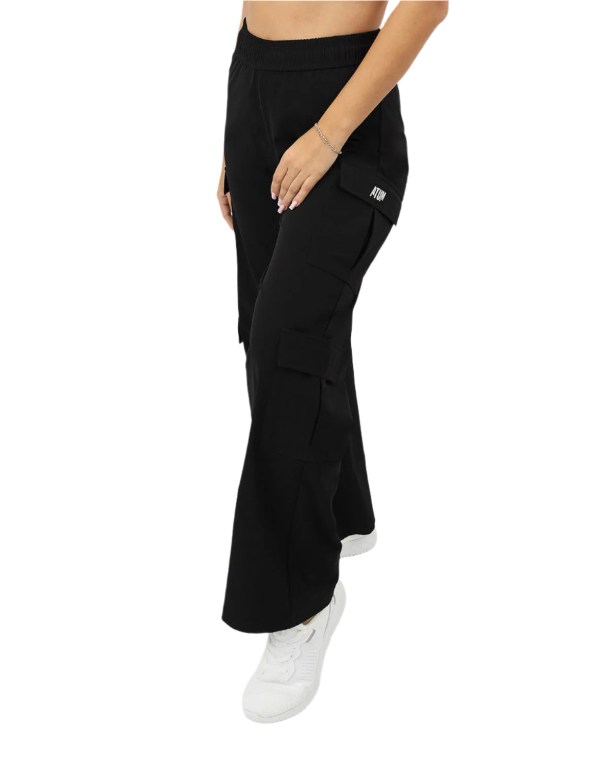 Women's Cargo Black Pants-Atum -78383486