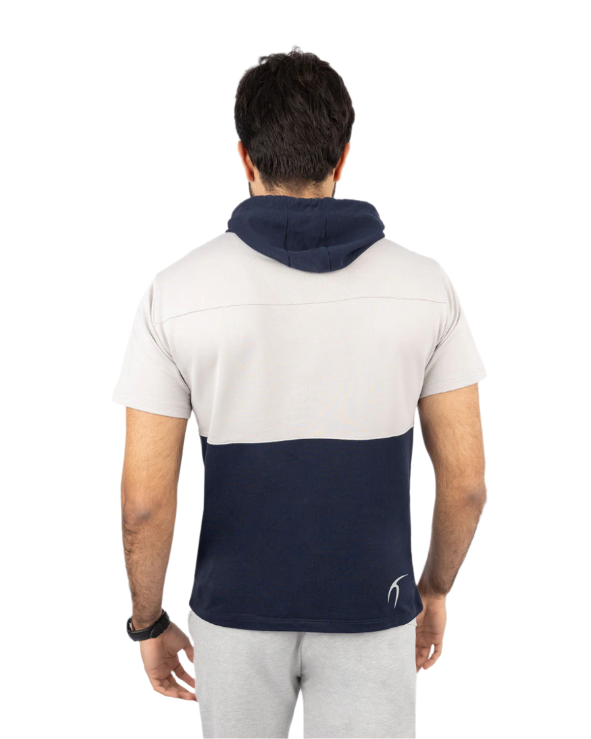 Half Sleeve Light Gray Hoodie-Atum -80006229