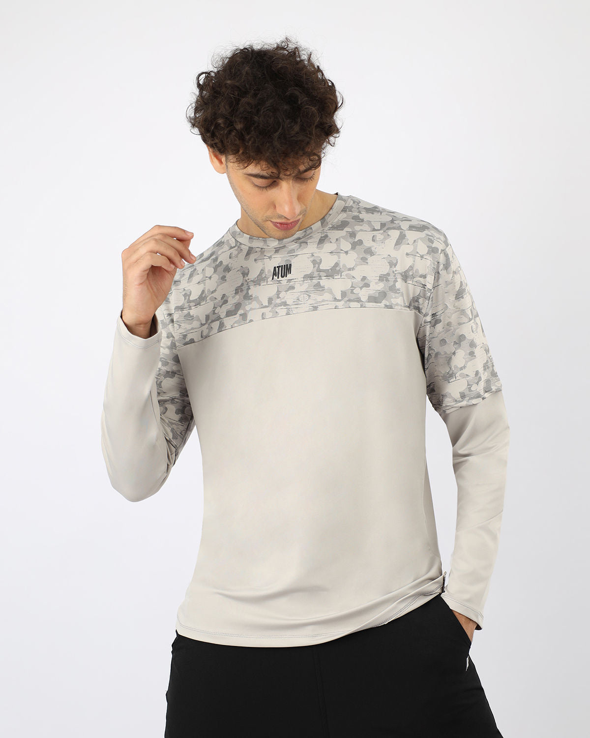 Men's Fitness Light Gray Top-Atum -11597409