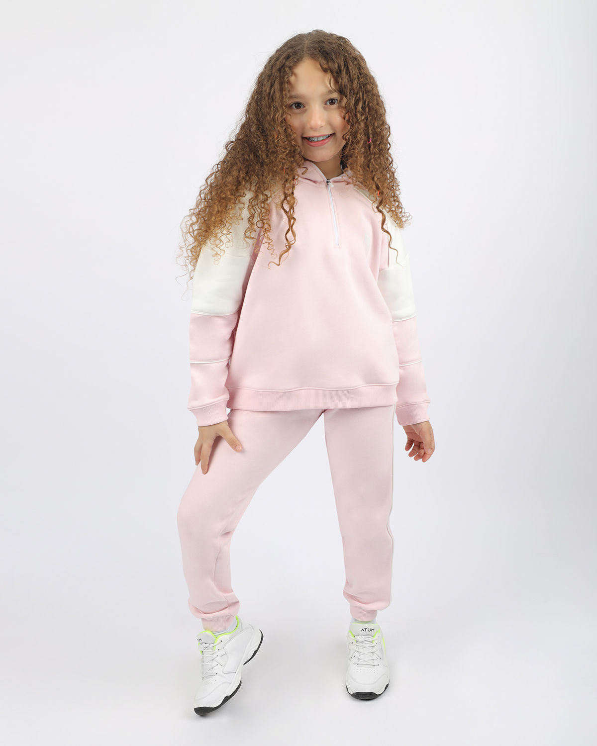 Girl's Quarter Pink Zip Hoodie-Atum -93343748